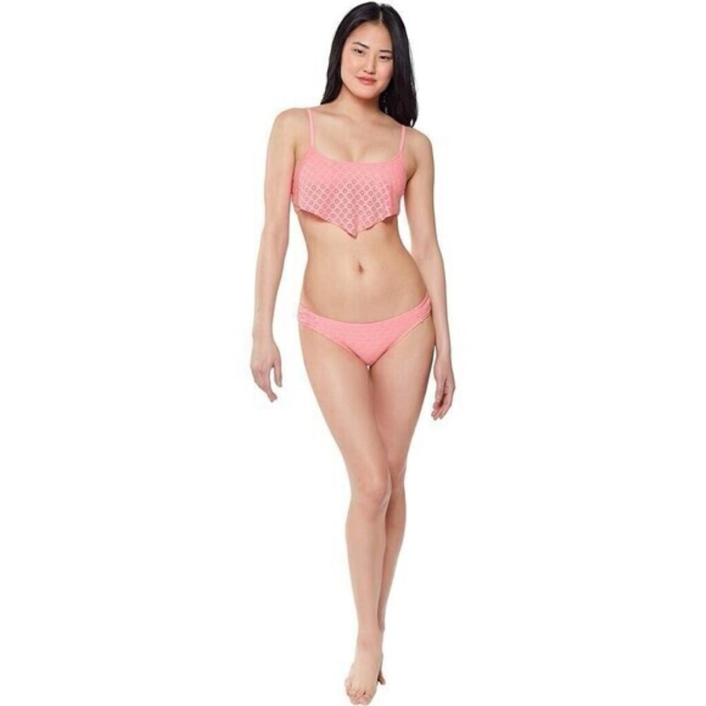 Jessica Simpson Pink Coral Bikini Set Bra eyelet + Hipster style Bottom Small